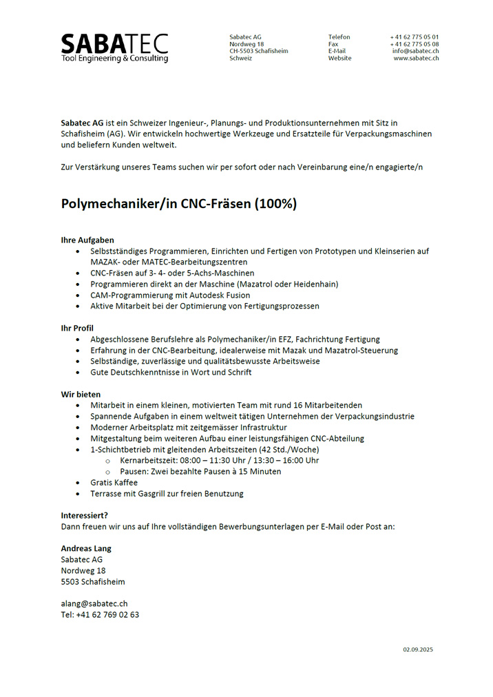 Sabatec AG _ Jobs _ notuse