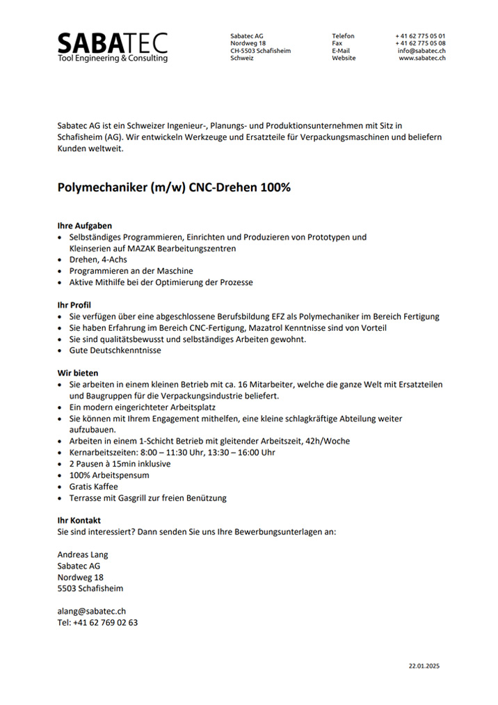 Sabatec AG _ Jobs _ notuse