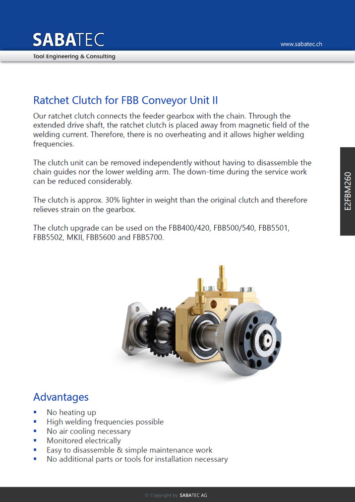 Sabatec AG _ Ratchet Clutch Conveyor Unit II - E2FBM260 _ FBB