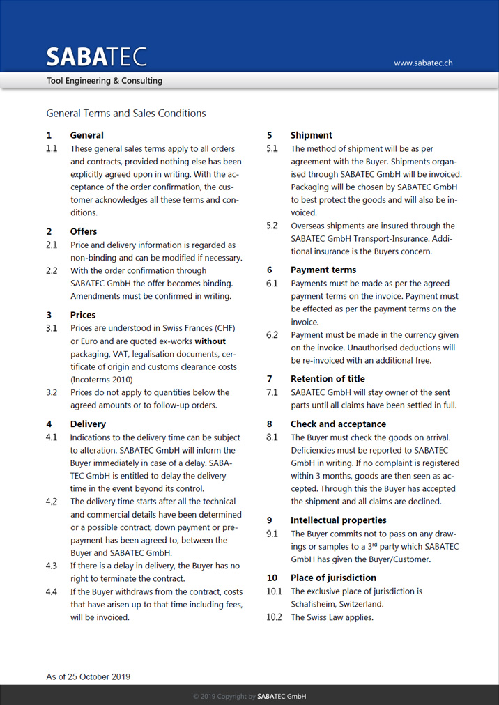 Sabatec AG _ Terms and Conditions _ Other